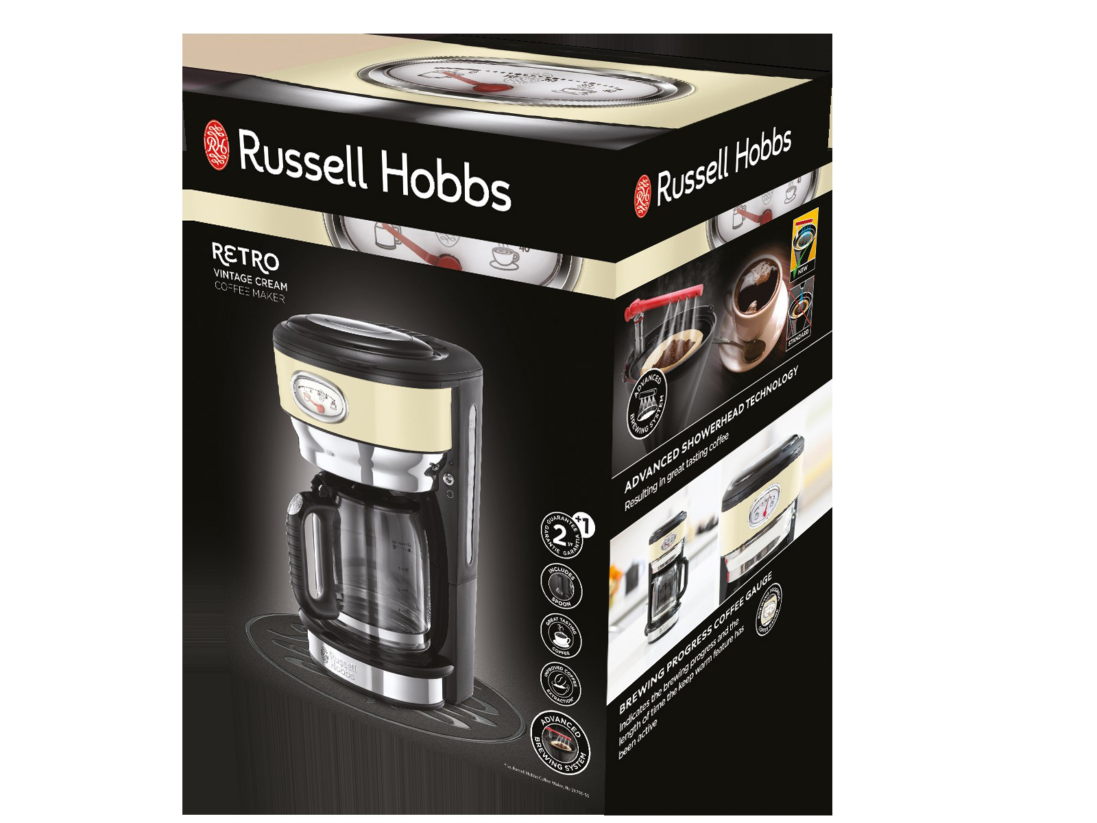 RUSSELL HOBBS 21702-56 Retro Vintage Cream  Kaffeemaschine Creme/Edelstahl 