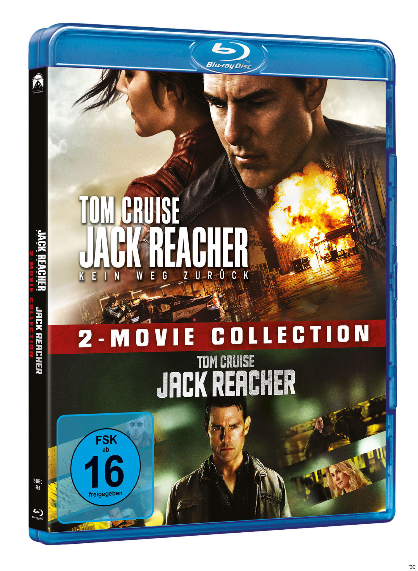 Blu-ray-Cover der 'Jack Reacher'-Filmsammlung. Mit Tom Cruise. Der Titel ist auf Englisch und Deutsch.