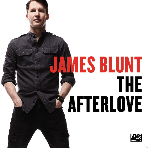 Albumhoes met een man in een zwart overhemd met de woorden 'James Blunt' en 'The Afterlove'.