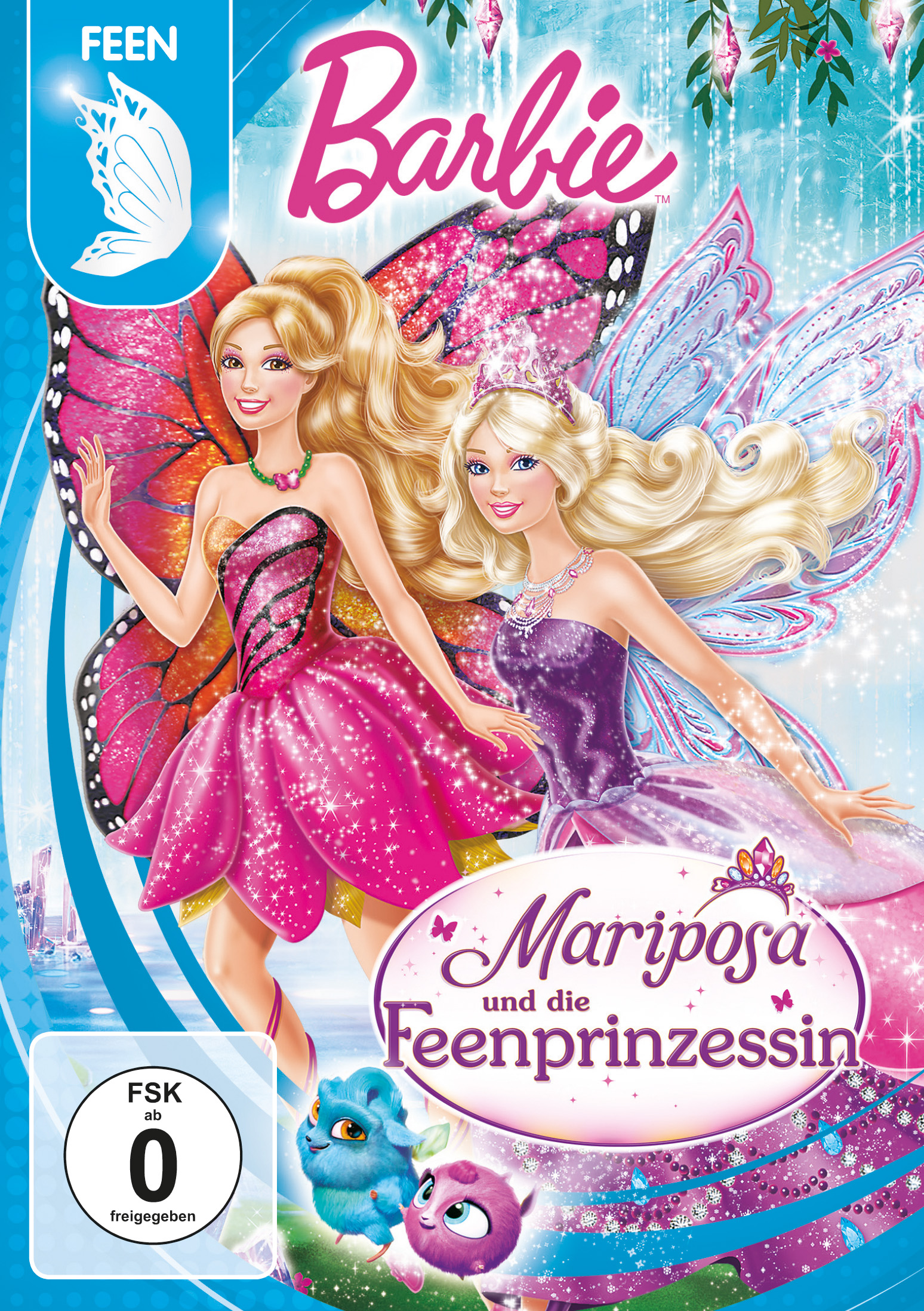 DVD-Cover mit Cartoon-Feen. Der Text lautet 'Barbie Mariposa und die Feenprinzessin'.