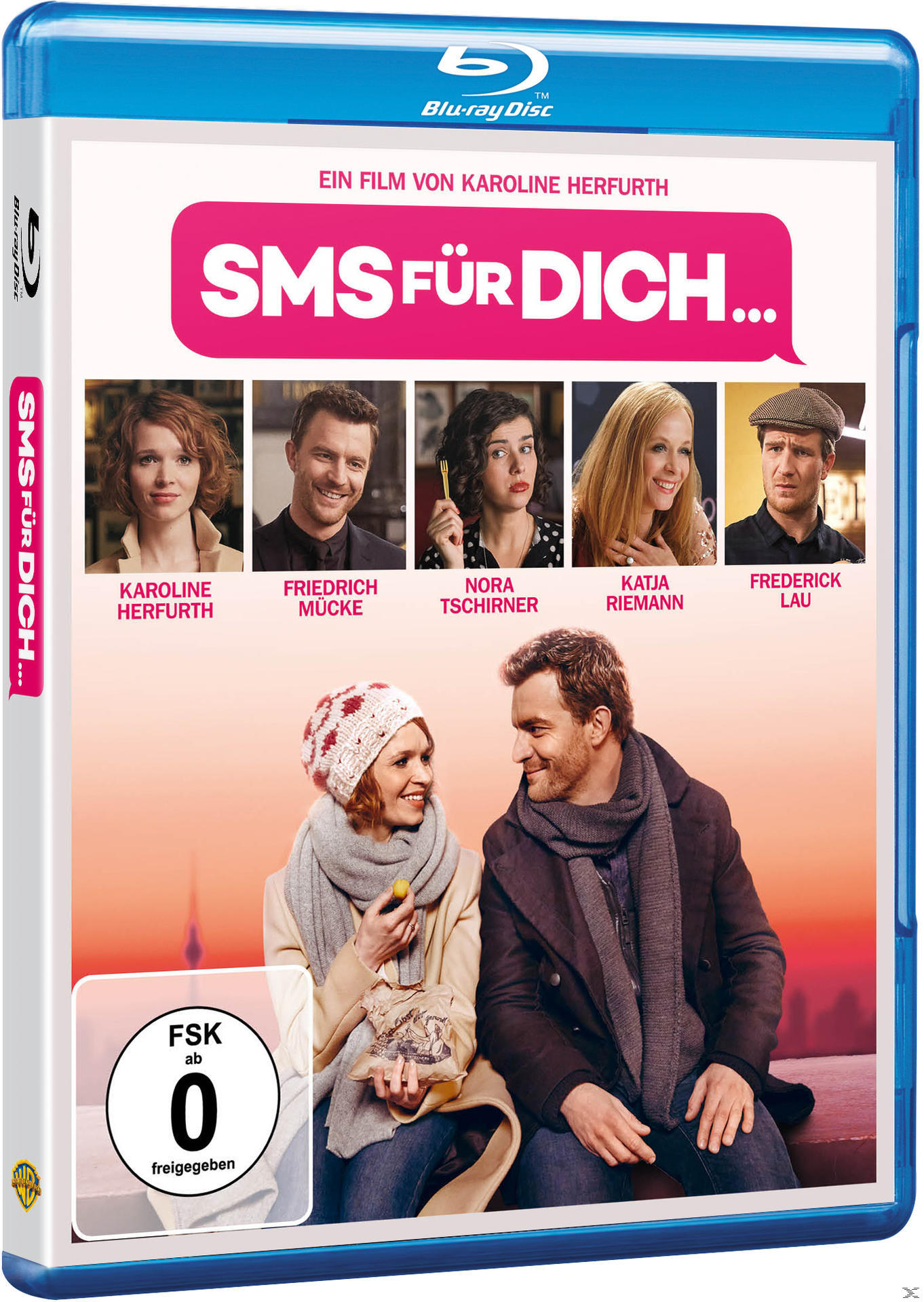 DVD-Cover: Eine blaue Hülle mit Gesichtern von Personen. Der Titel lautet auf Deutsch 'SMS für Dich'.
