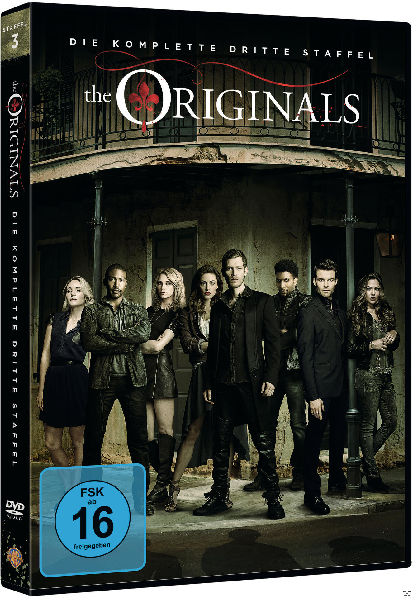 DVD-Cover für 'The Originals' mit Mitgliedern der Besetzung. Dunkler Hintergrund, Titel auf dem Rücken.