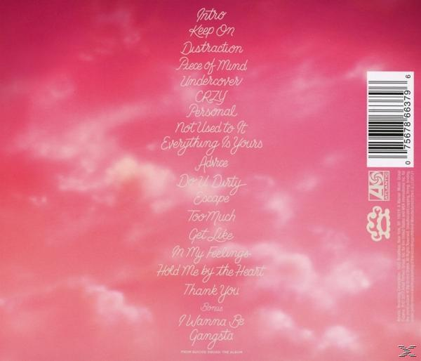 Album-Rückseite mit rosa Wolkenhimmel, Songtiteln und Barcode.