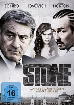 Filmposter für 'Stone' mit Robert De Niro, Milla Jovovich und Edward Norton, mit dem Titel 'Stone'.