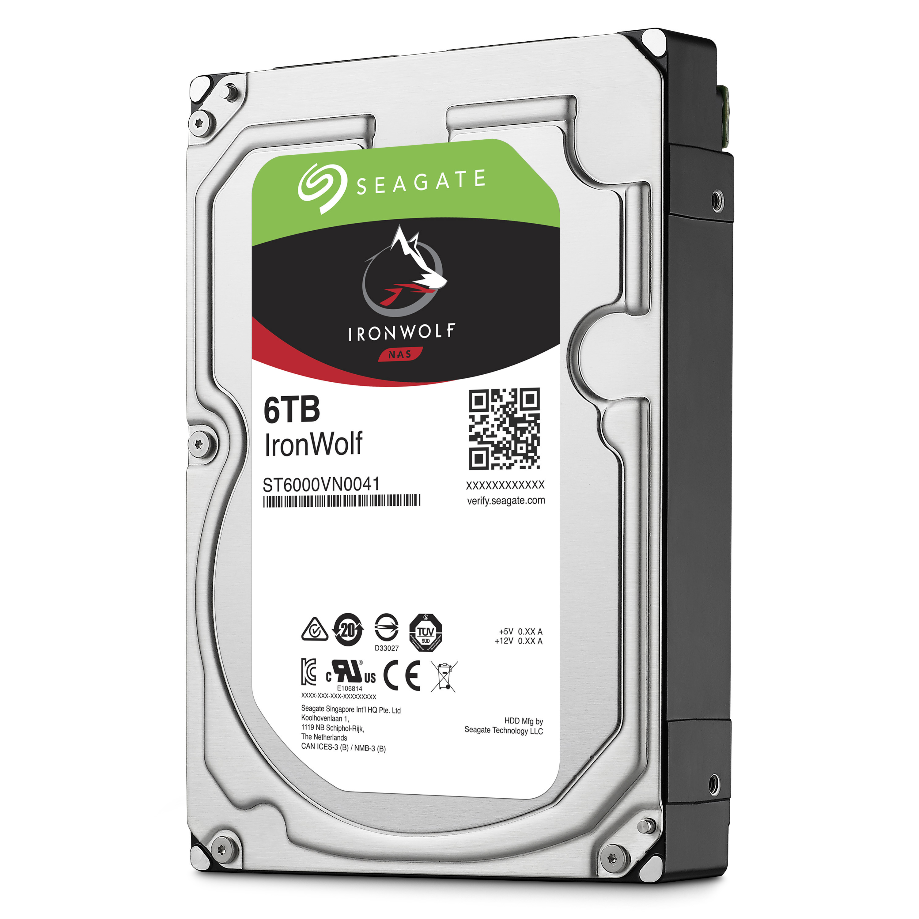 SEAGATE IronWolf Festplatte Bulk, 6 TB HDD SATA 6 Gbps, 3,5 Zoll, intern