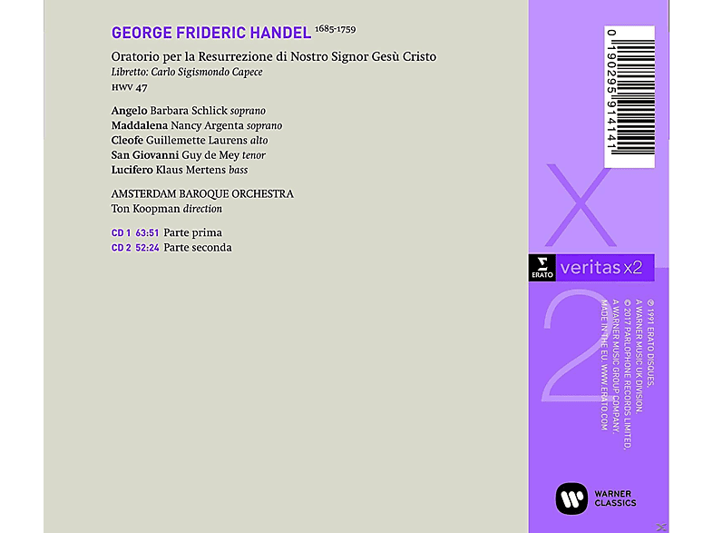 Thumbnail - Nancy Argenta, Guillemette Laurens, Amsterdam Baroque Orchestra, Schlick Barbara, Guy De Mey, Klaus Mertens - La Resurre...