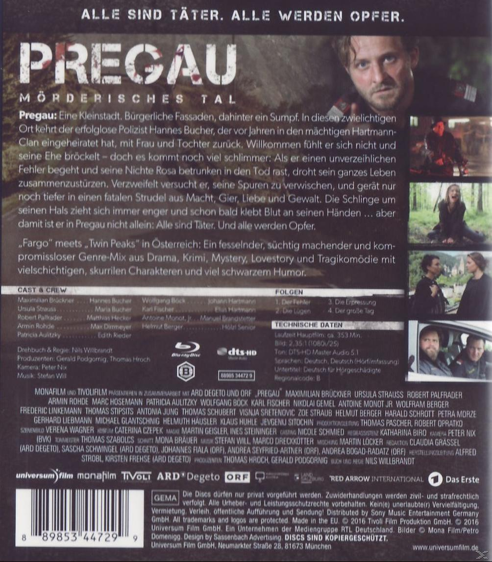 DVD-Cover mit einem Mann, Text und Bildern aus dem Film 'Prega'. Eine dunkle, bedrohliche Szene.