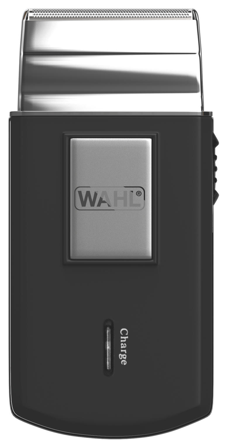A black Wahl shaver with the 'WAHL' logo, and a charge indicator, on a white background.