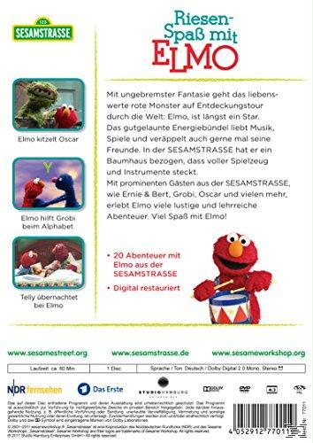 DVD-Cover mit Elmo, Sesamstraßenfiguren und Text auf Deutsch.