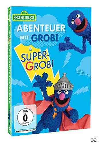 Sesamstraße DVD-Cover mit Grobi und Super-Grobi Figuren.