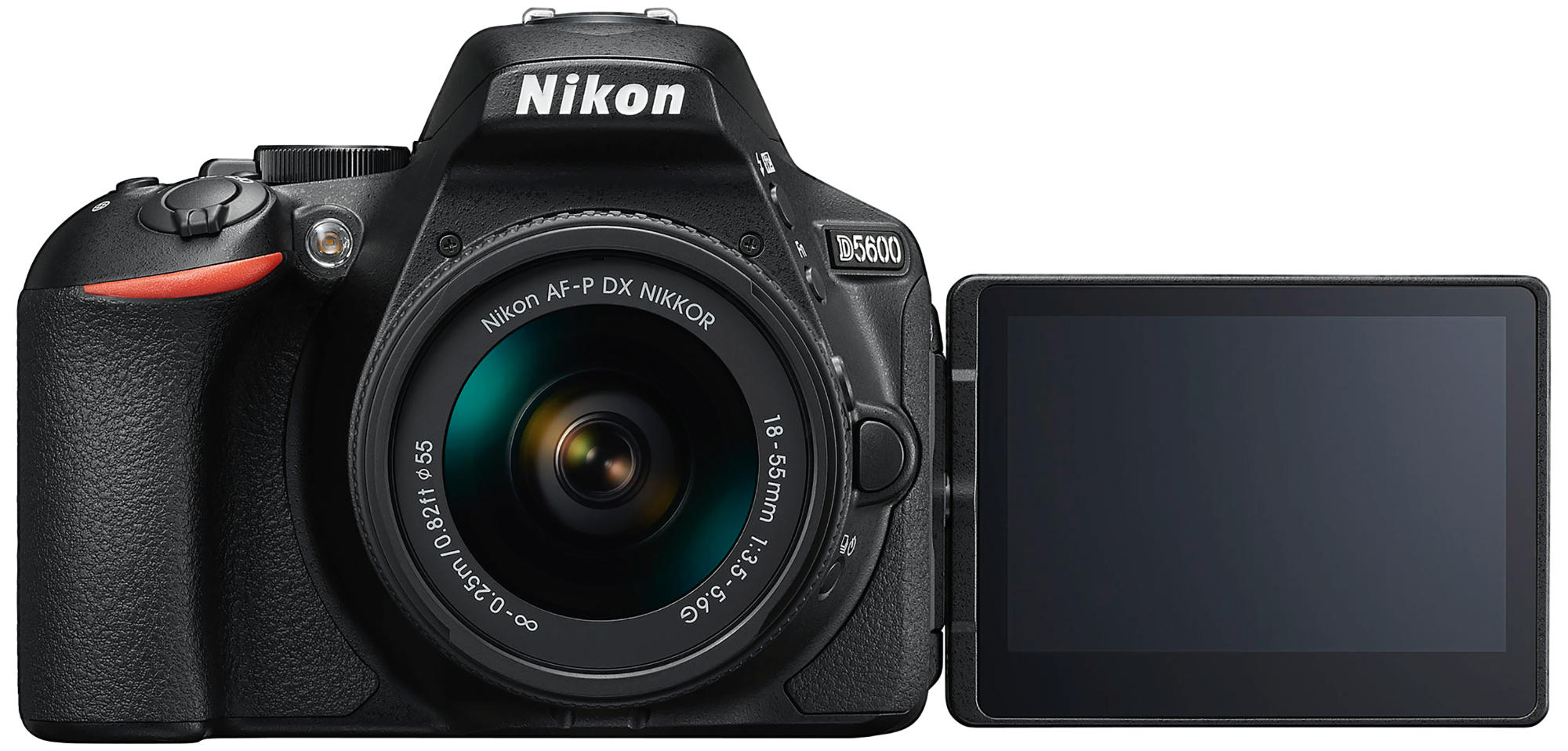 NIKON D5600 Kit Spiegelreflexkamera, 24,2 Megapixel, 18-55 mm Objektiv (AF-P, DX), Touchscreen Display, WLAN, Schwarz