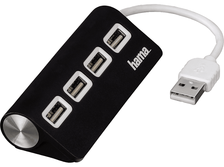 HAMA USB-hub 4-poorten Zwart (12177)