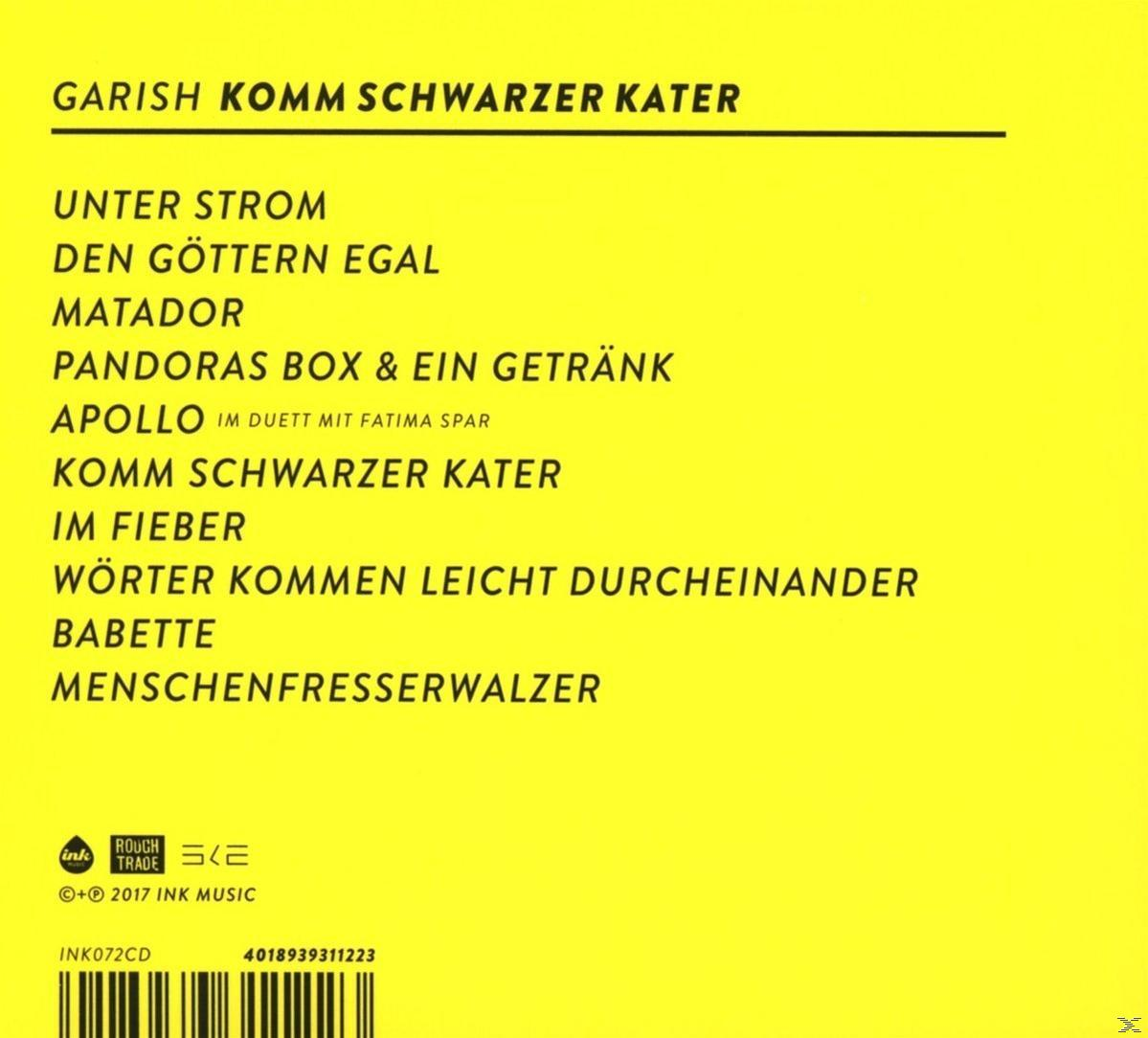 Gelber Hintergrund mit schwarzem Text: Albumtitel, Liedliste und Logos.