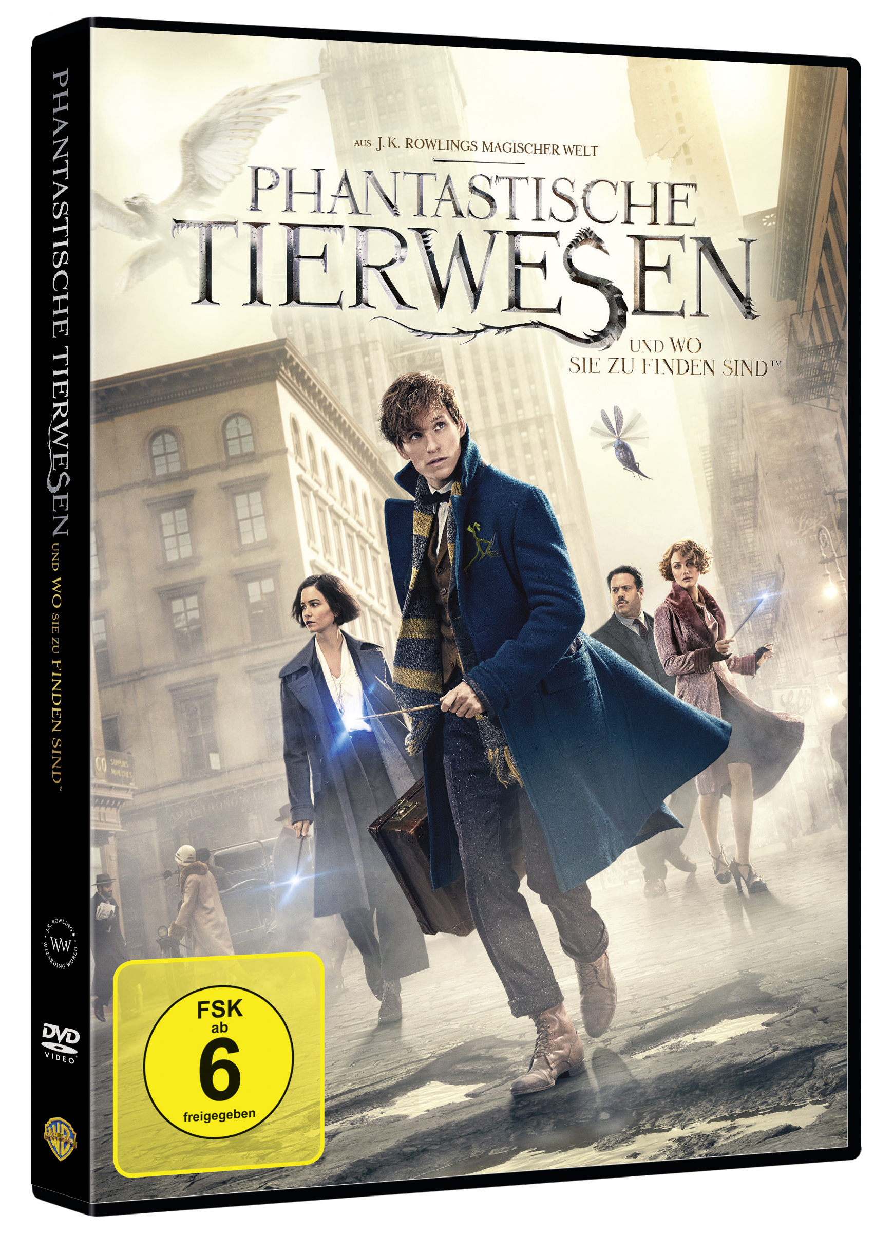 DVD-Cover für Phantastische Tierwesen. Ein Mann mit einem Koffer auf einer Stadtstraße.