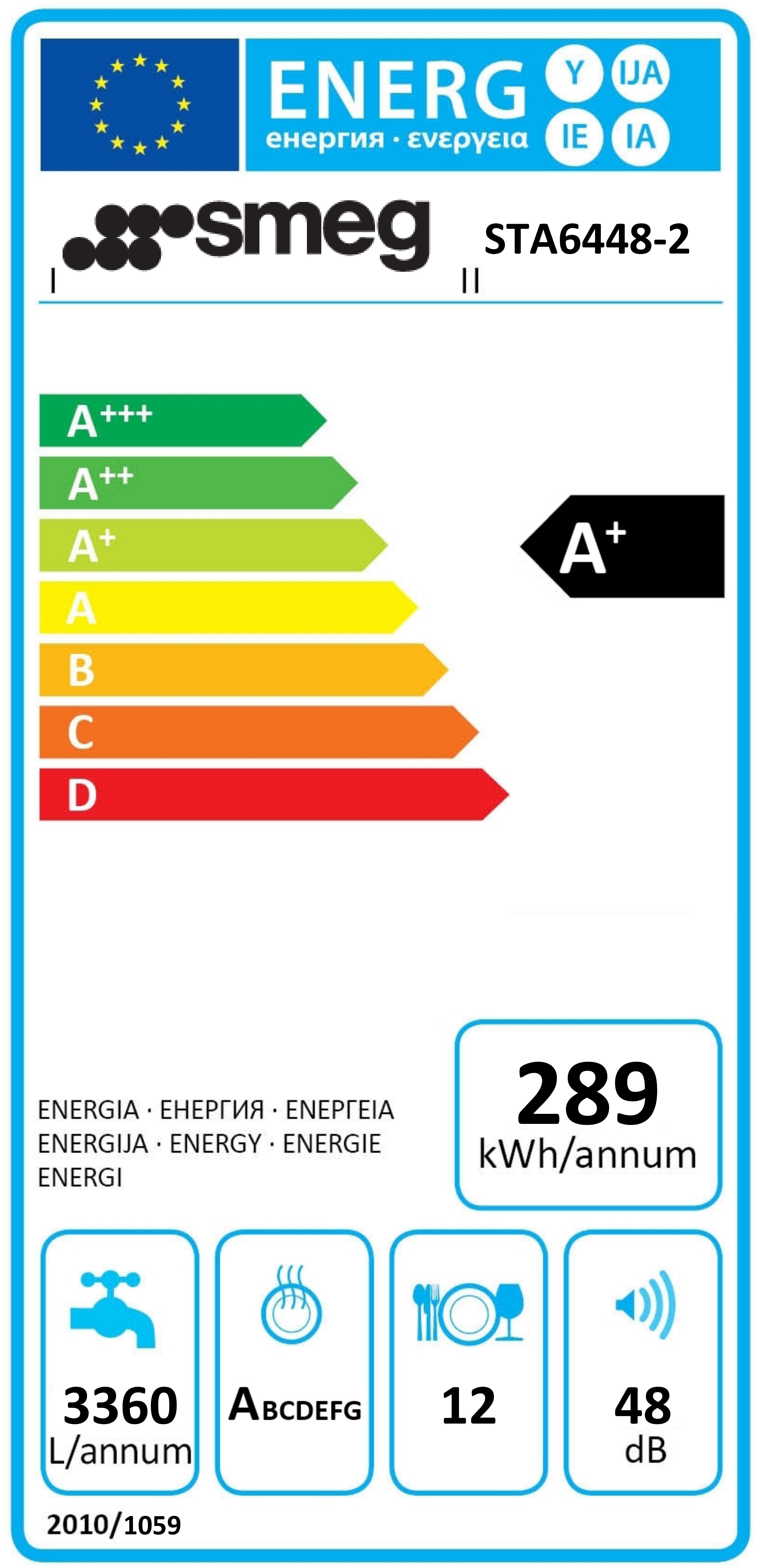 SMEG Inbouw vaatwasser A+ (STA6448-2)