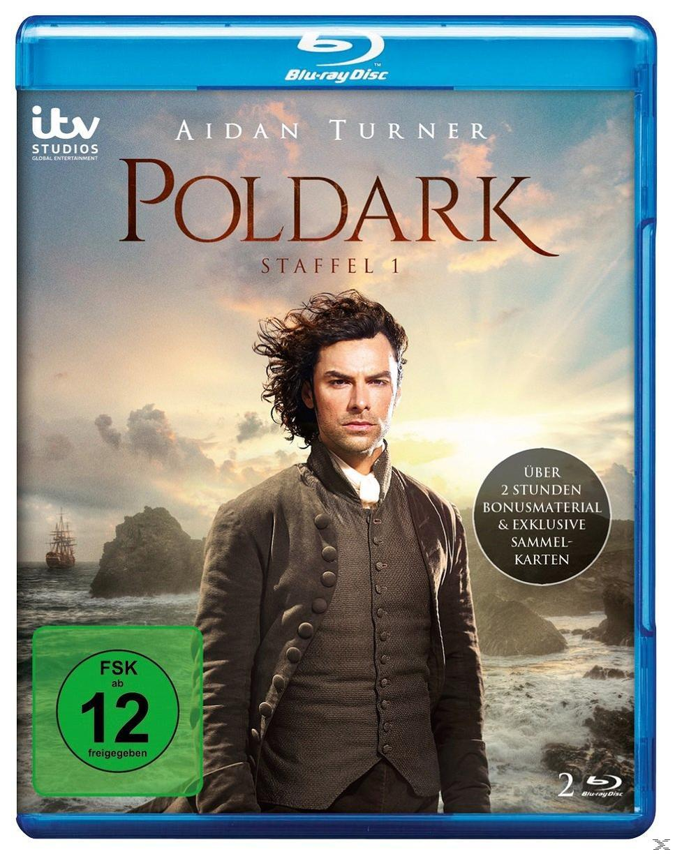 Blu-ray-Cover der Poldark-Serie. Aidan Turner in einer Jacke steht vor einem bewölkten Himmel.