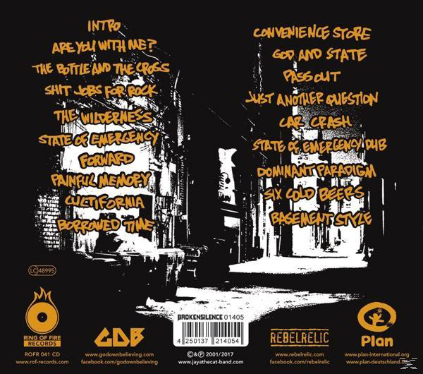 Album-Rückseite mit einer Schwarz-Weiß-Stadtszene und einer Liste von Songtiteln in weißer Schrift.