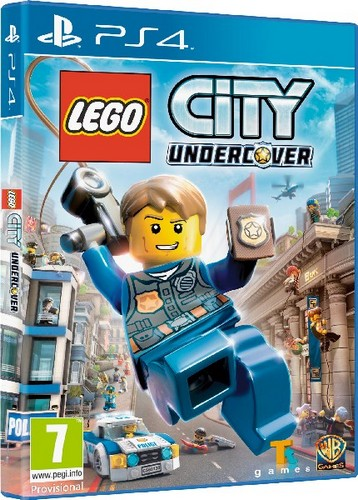 Portada del juego LEGO City Undercover para PS4 con una figura de LEGO policía.
