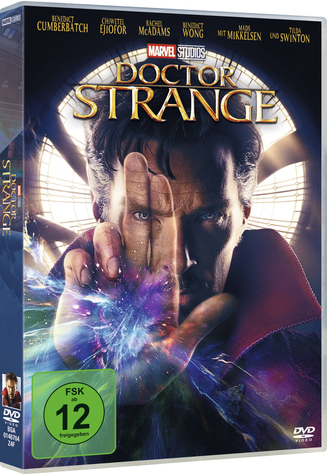 DVD-Cover von Doctor Strange. Die Hand eines Mannes greift aus. Der Titel ist sichtbar.