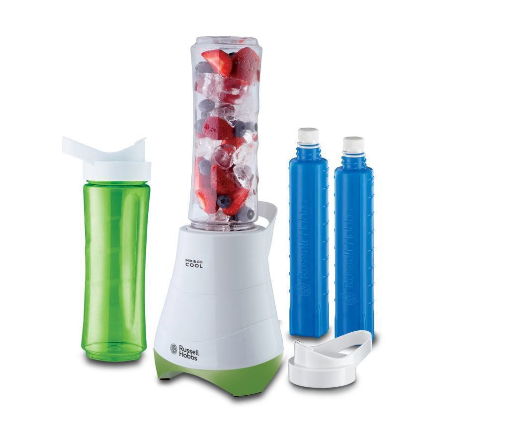 RUSSELL HOBBS 21350-56 Mix&Go Cool Smoothie Maker Weiß/Grün (300 Watt, 2 x 0.6 l)