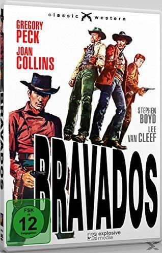 DVD-Cover: 'Bravados'. Cowboys mit Waffen in einer Western-Kulisse.