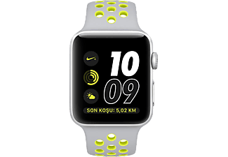 APPLE MNYQ2TU/A Watch Serisi 2 Nike+ Gümüş Rengi Alüminyum Kasa ve Mat Gümüş/Volt Nike Spor Kordon