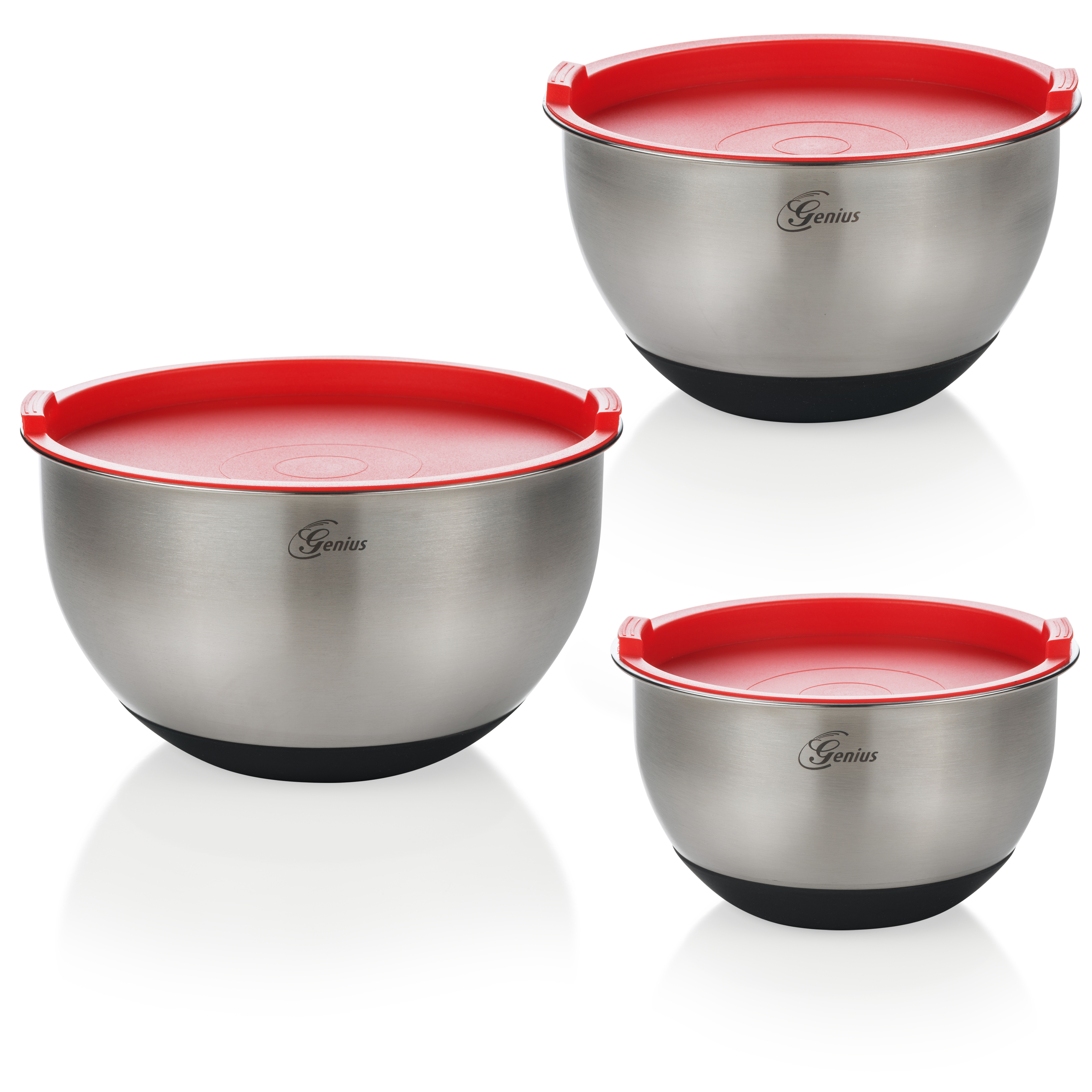GENIUS 26032  Schüssel-Set Schwarz/Rot/Silber