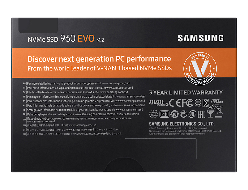SAMSUNG 960 EVO NVMe M.2 Festplatte, 500 GB SSD M.2, intern
