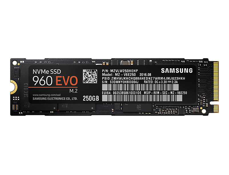 SAMSUNG 960 EVO NVMe M.2 Festplatte, 250 GB SSD M.2, intern