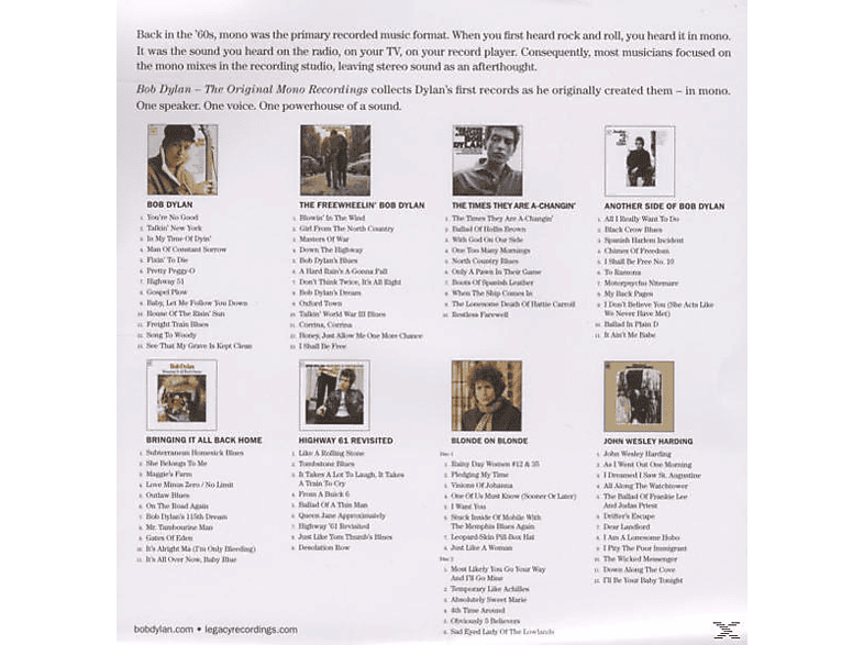 Thumbnail - Bob Dylan - The Original Mono Recordings (CD)