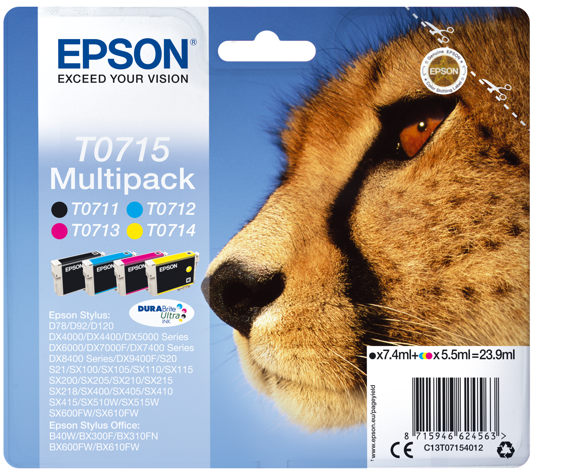 EPSON Original Tintenpatrone (C13T07154012) mehrfarbig