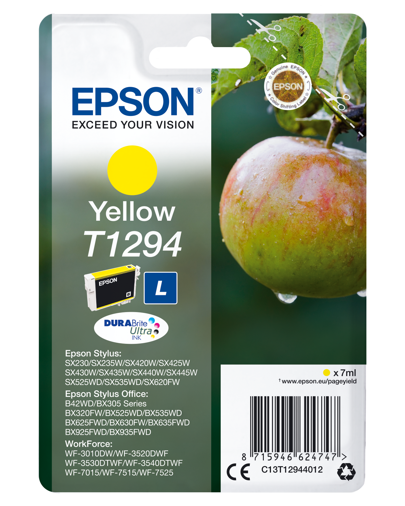 EPSON Tintenpatrone Gelb (C13T12944012) Original
