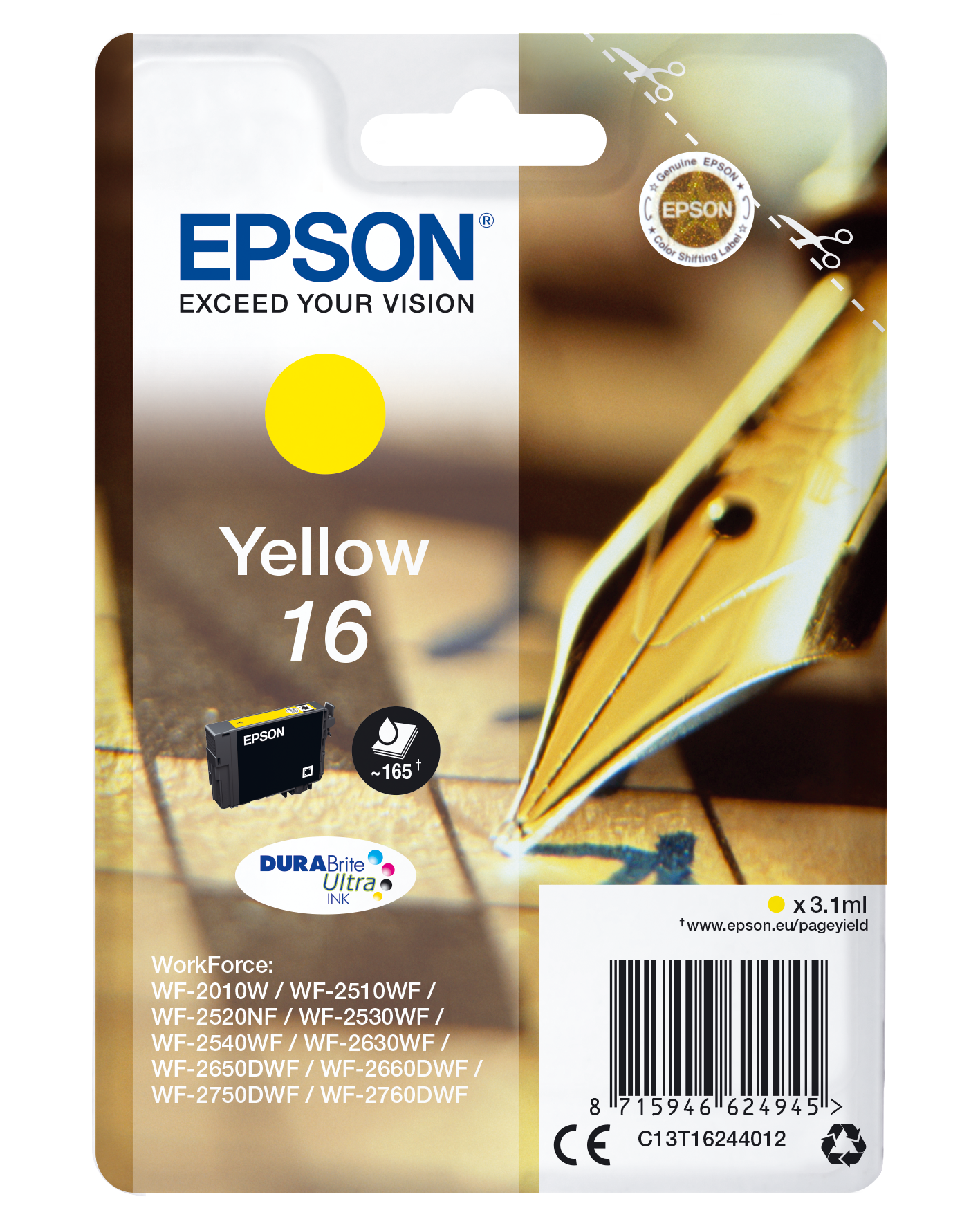 EPSON Original (C13T16244012) Tintenpatrone Gelb