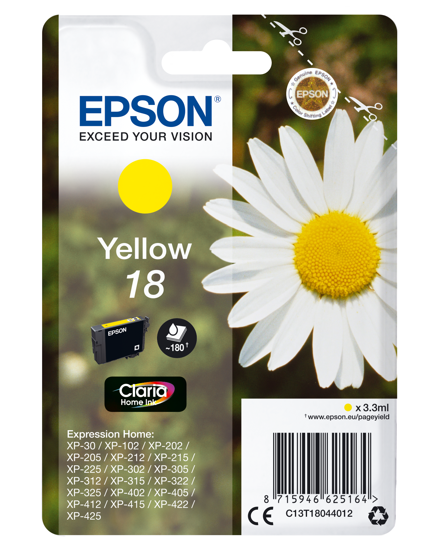 EPSON Original Tintenpatrone Gelb (C13T18044012)