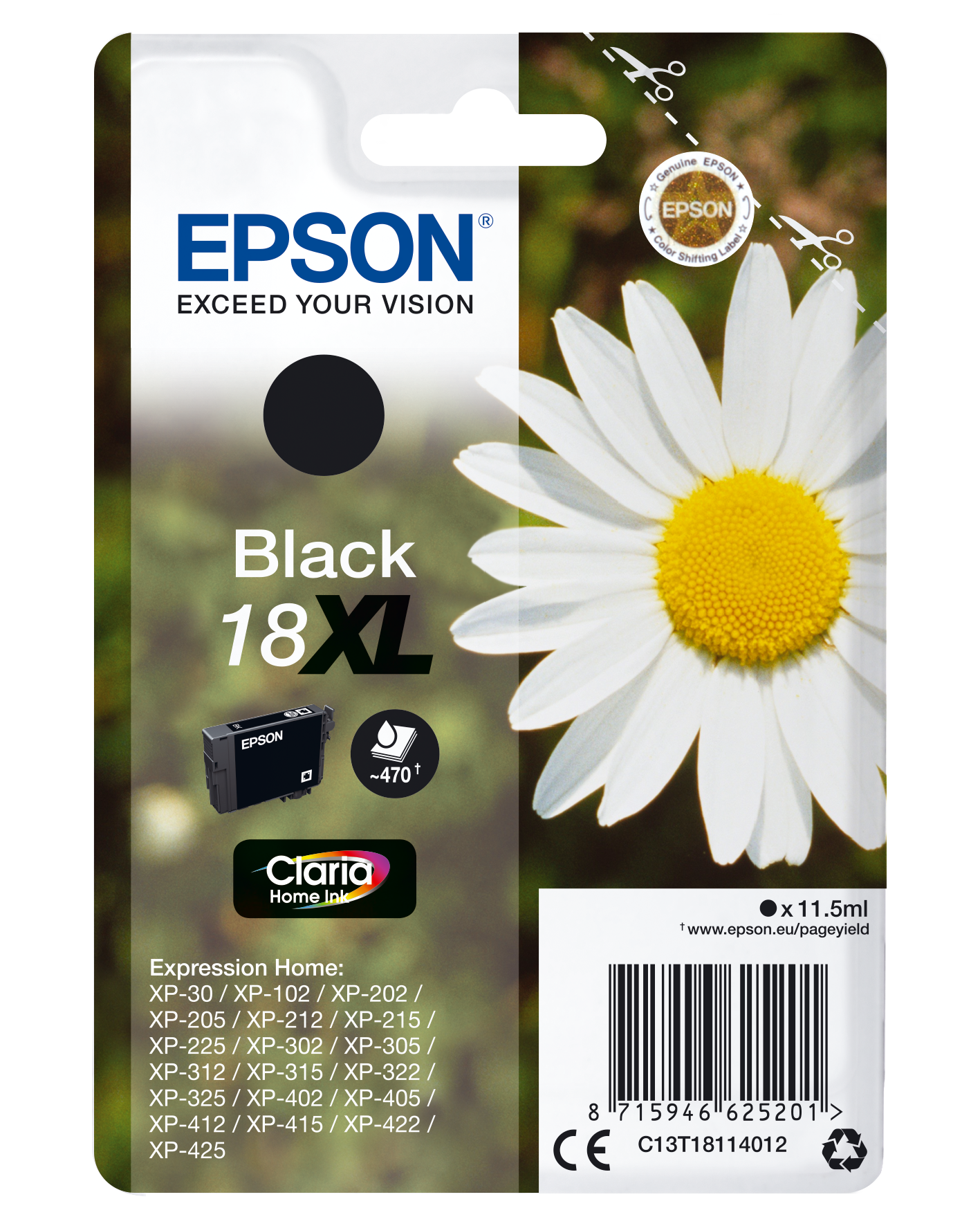 EPSON (C13T18114012) Tintenpatrone Original Schwarz