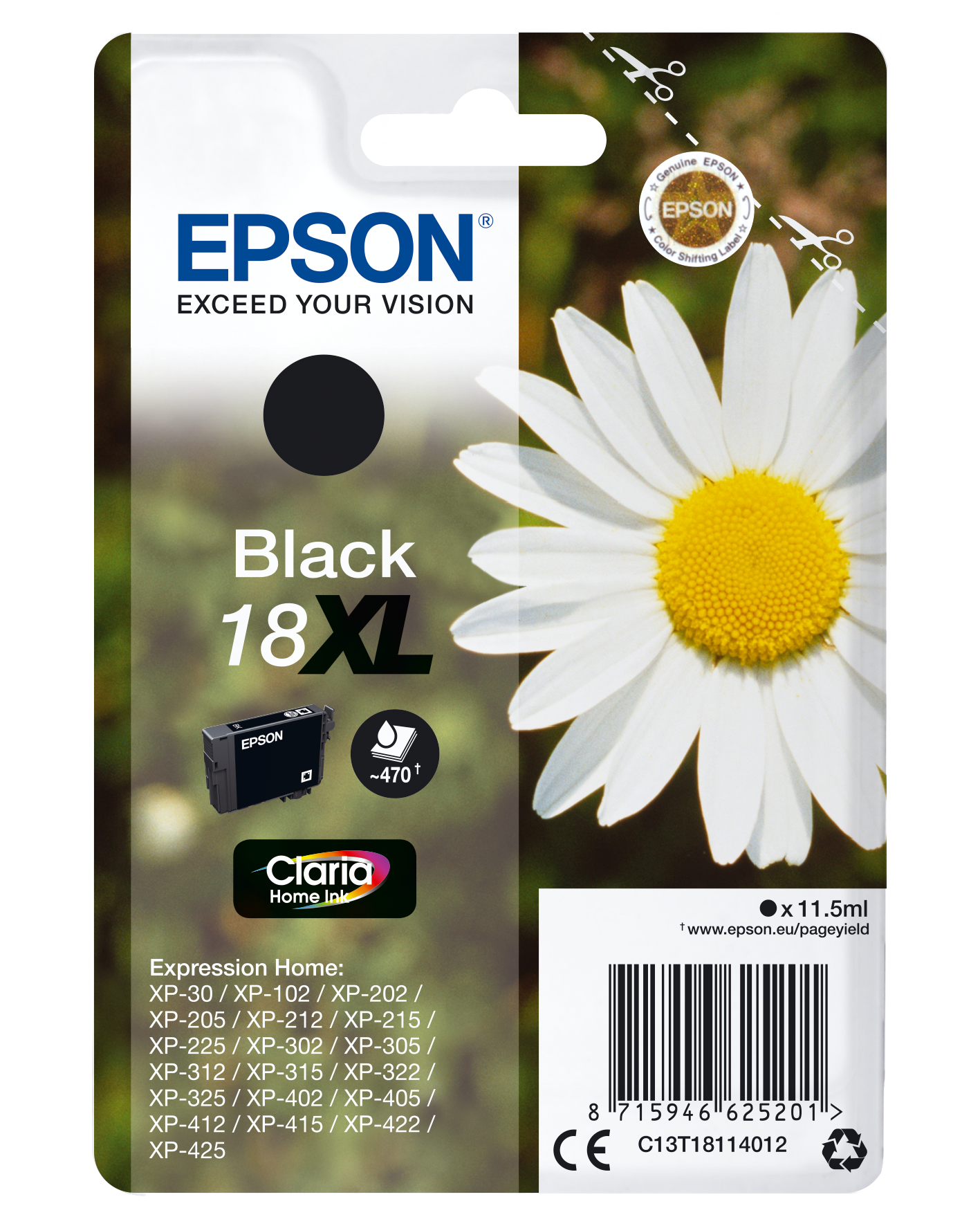 EPSON Original Tintenpatrone Schwarz (C13T18114012)