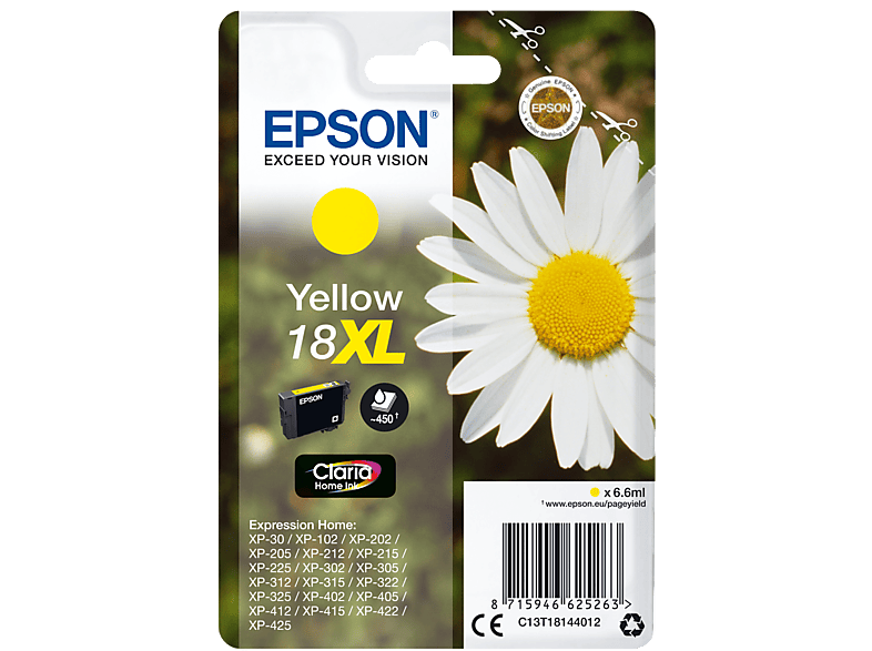 EPSON Original Tintenpatrone (C13T18144012) Gelb