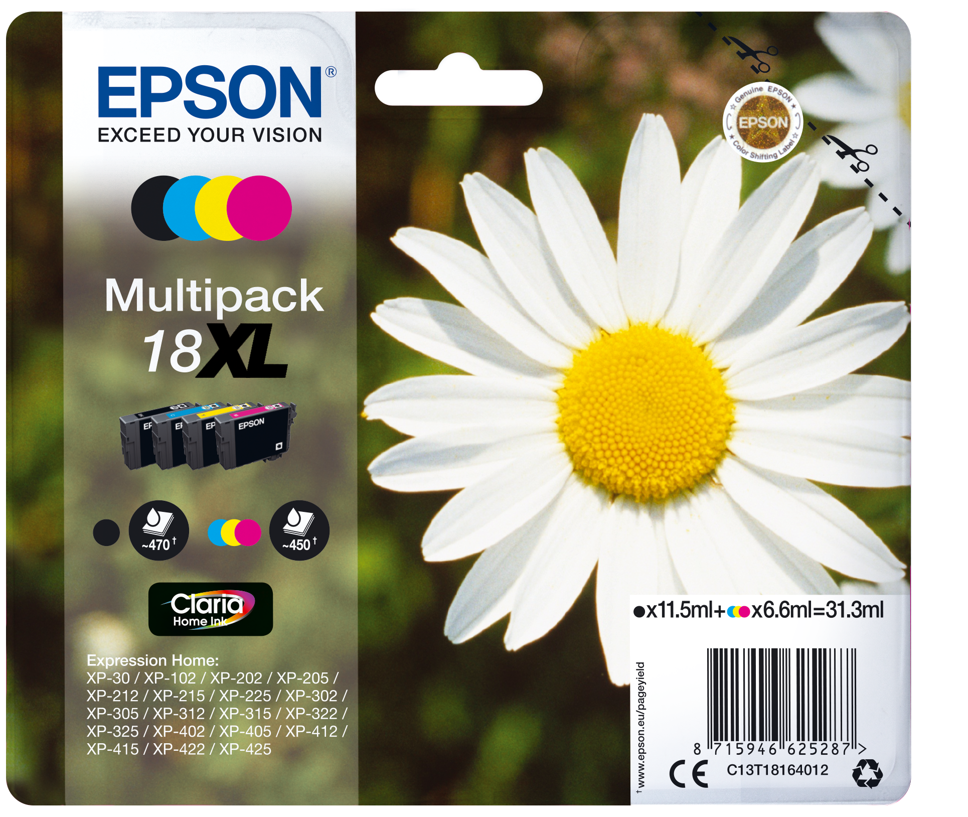 EPSON Original (C13T18164012) Tintenpatrone mehrfarbig