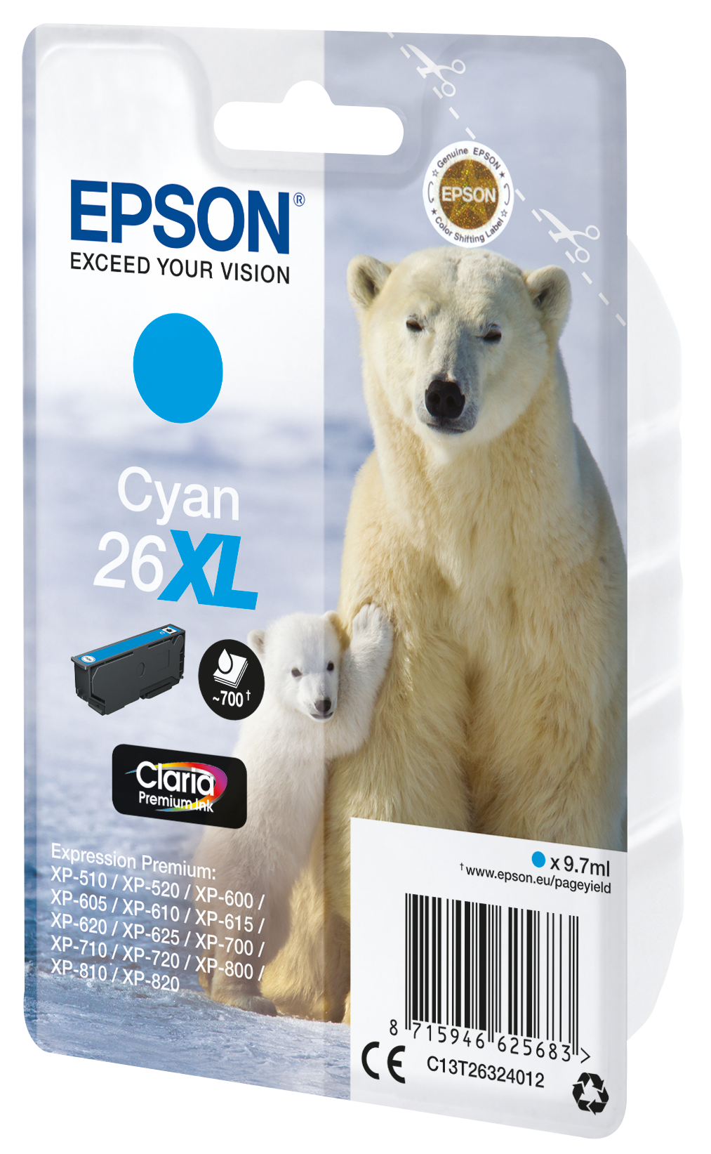 Cyan EPSON (C13T26324012) Tintenpatrone Original