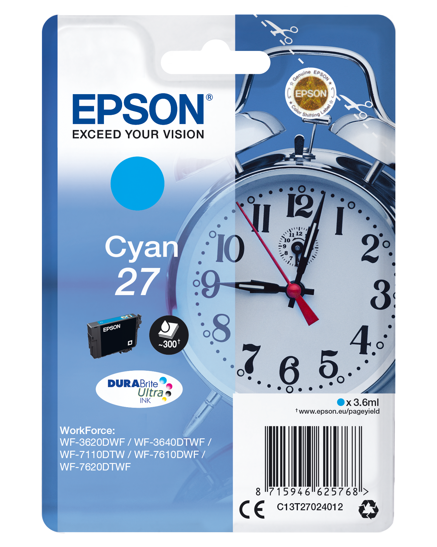 EPSON Original Tintenpatrone (C13T27024012) Cyan