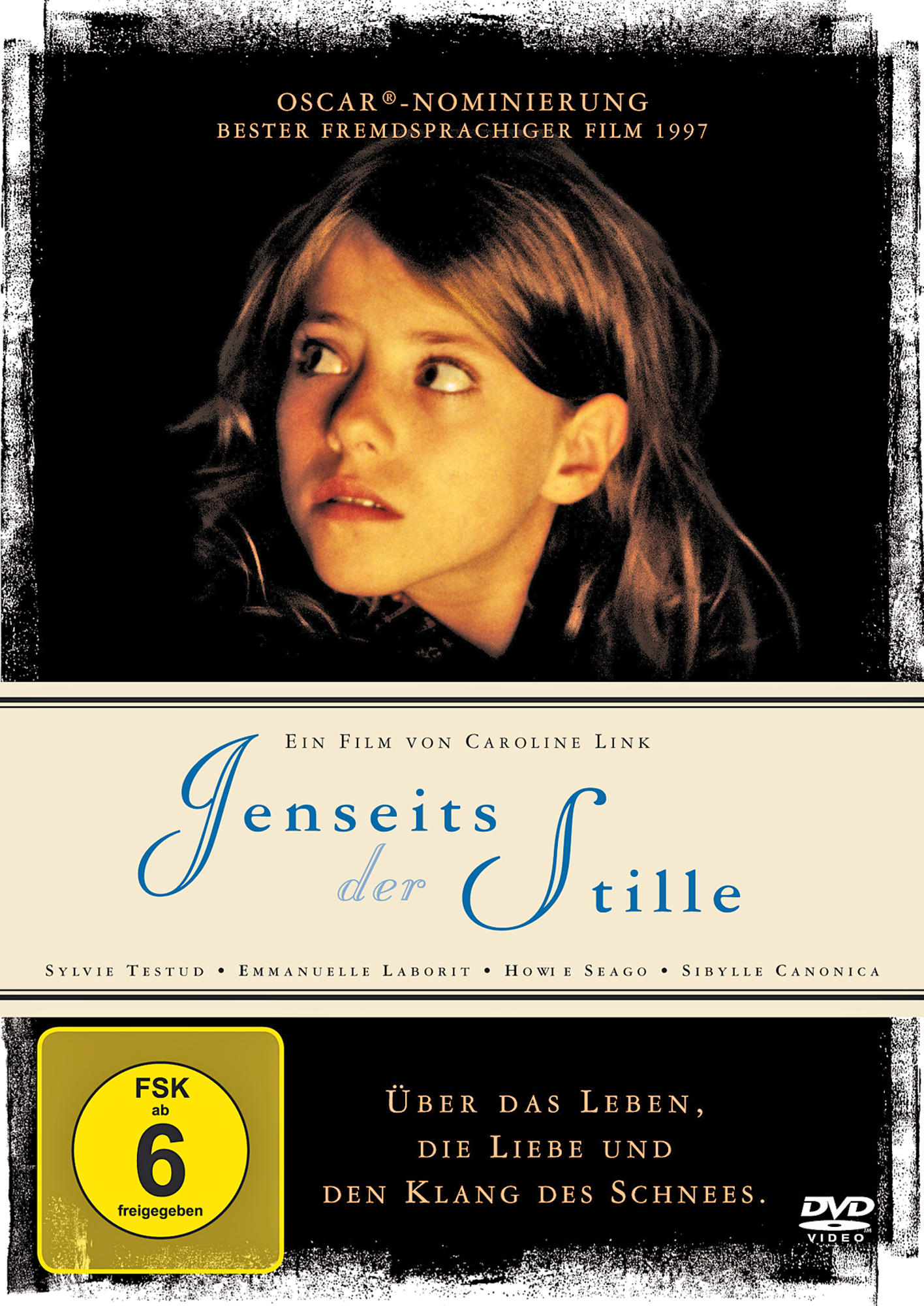 DVD-Cover: Junges Mädchen blickt nach oben, Titel 'Jenseits der Stille'.