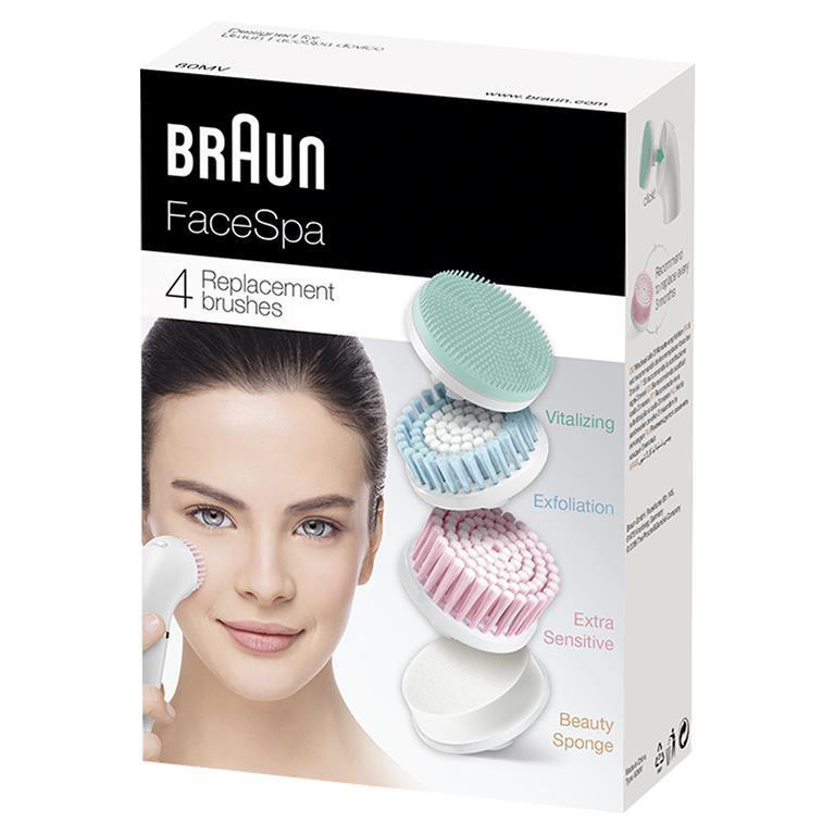 Gesichtsreinigungsbürsten BRAUN Aufsatz-Mix 80mv Weiß/Grün/Blau Ersatzbürsten 4er Face für