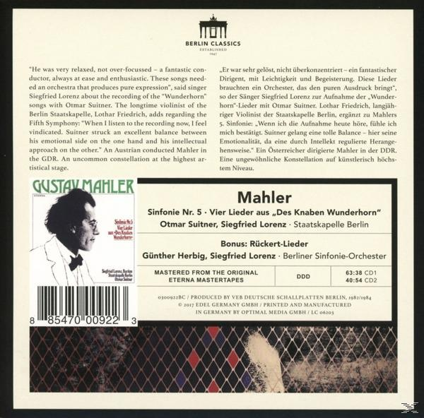 Siegfried Lorenz, Staatskapelle Berlin - Established 1947,Mahler Sinfonie 5  - (CD)