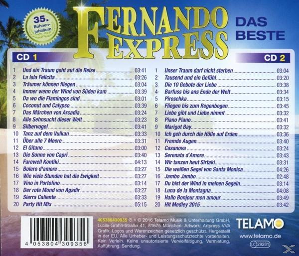CD-Cover mit Trackliste. Der Titel lautet 'Fernando Express Das Beste'.