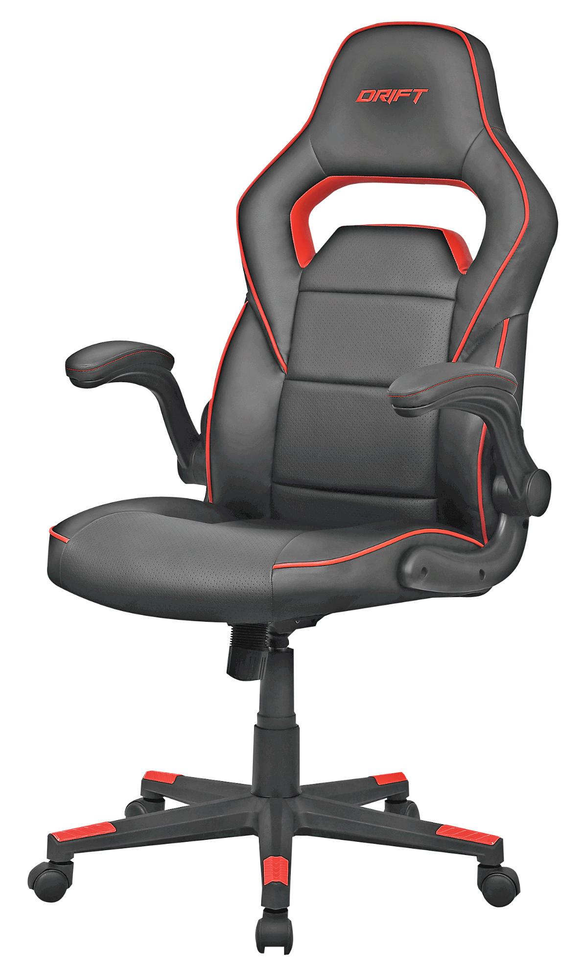 Silla gaming - Drift DR75, abatible 15º, reposabrazos regulable, Negro y rojo