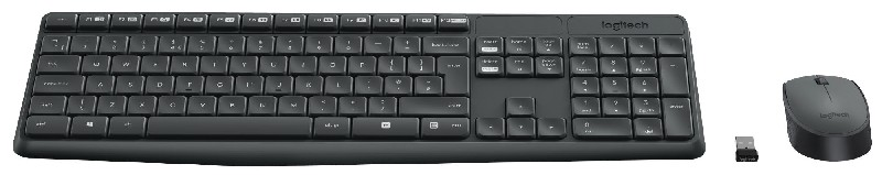 Y Teclado Logitech mk235 negro combo para windows 2.4 ghz con receptor usb unifying 15 batería de 3 años pc qwerty español wireless pack kit raton 920007919