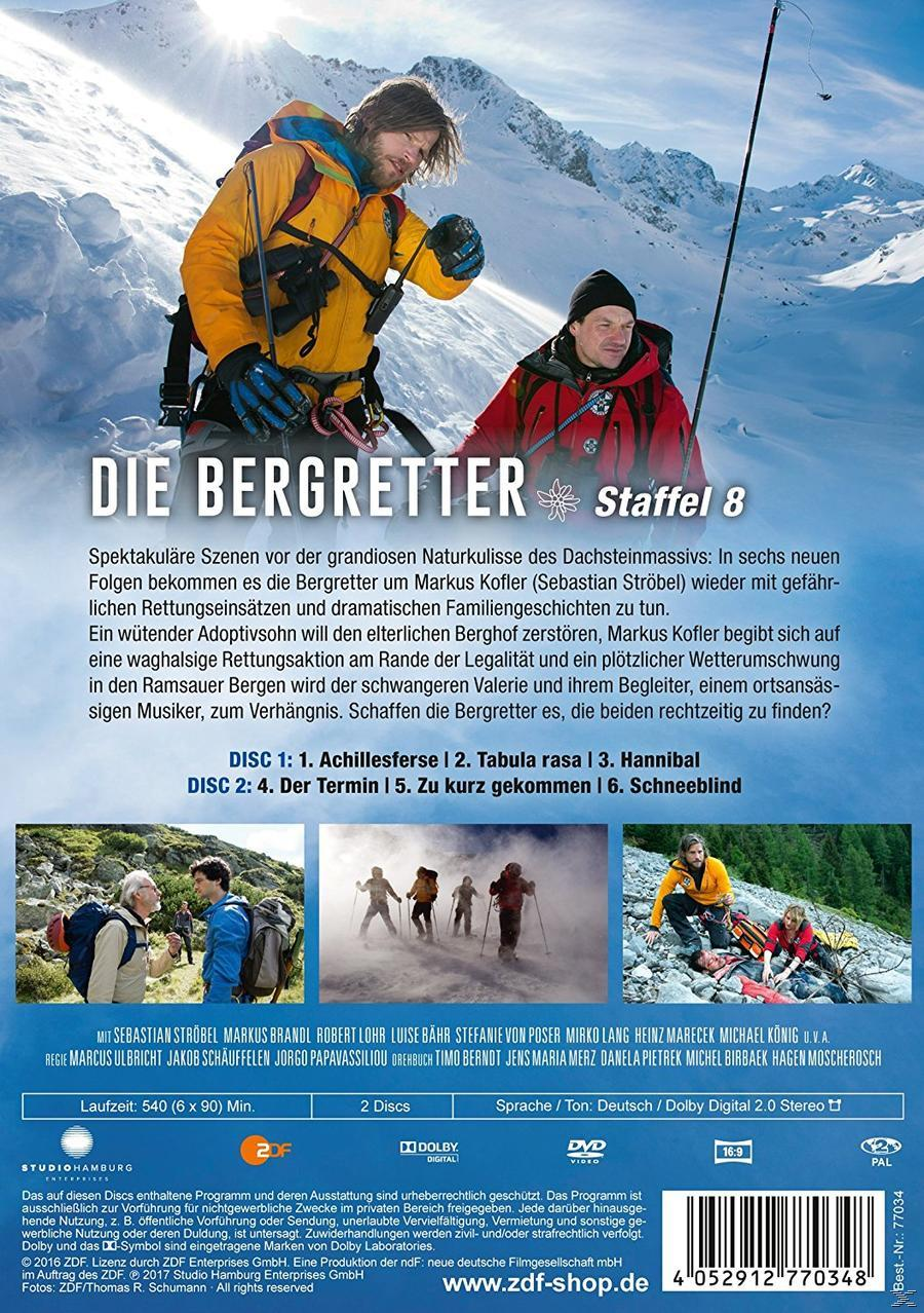 DVD-Hülle für 'Die Bergretter'. Zwei Männer in Bergsteigerausrüstung auf einem Berg. Hintergrund zeigt ein Gebirge.