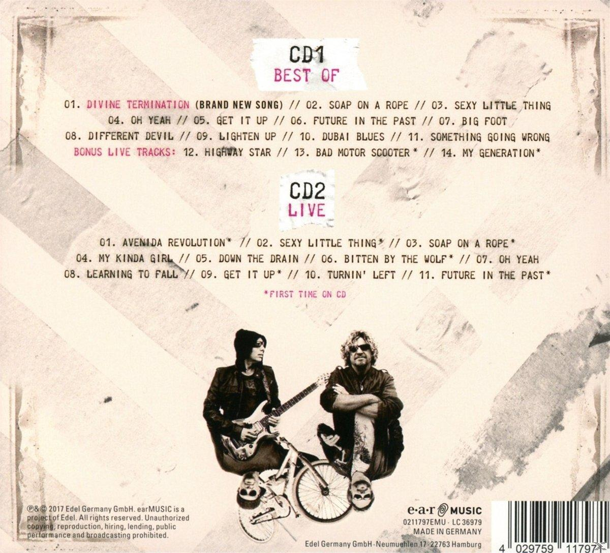 Albumcover mit zwei Männern mit Gitarren und CD-Trackliste, lebendige Farben.