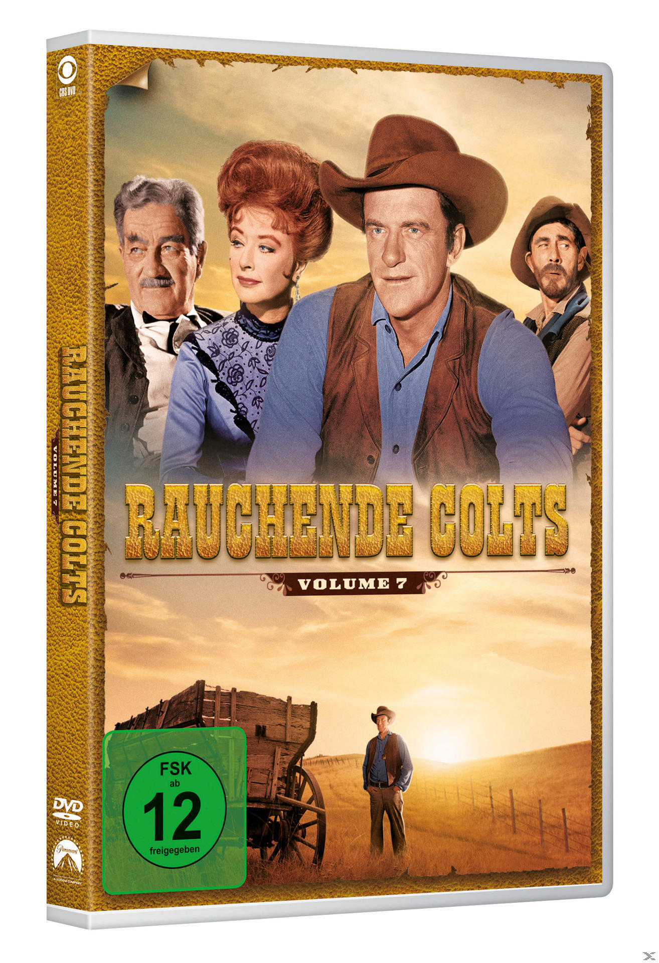 DVD-Box. Schauspieler auf dem Cover: Mann mit Hut, Frau mit roten Haaren und zwei andere Männer. Titel: Rauchende Colts. Band 7.