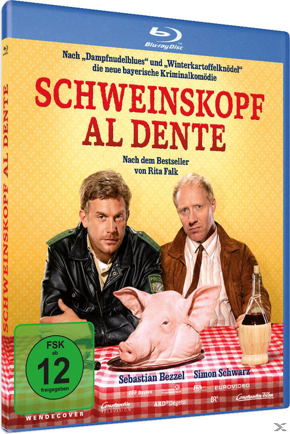 DVD-Cover des Films Schweinskopf Al Dente. Zeigt zwei Männer und einen Schweinskopf.